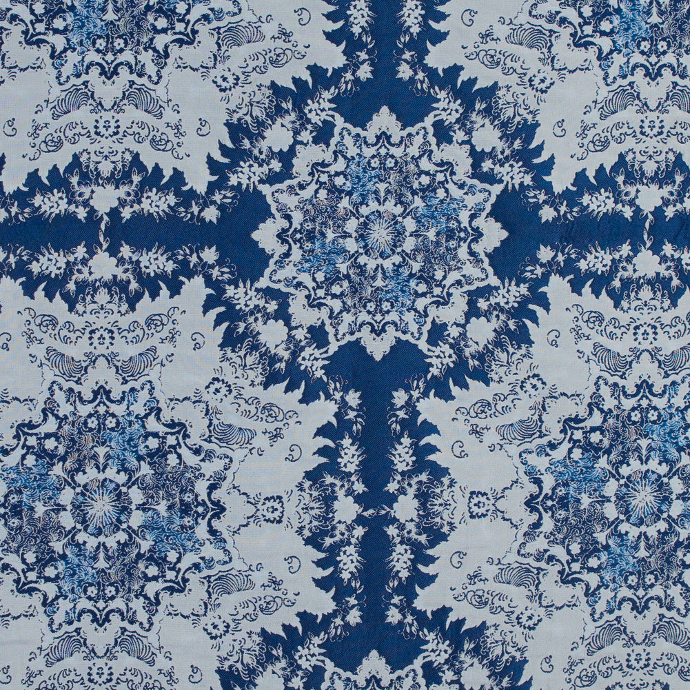 Blue and White Abstract Medallion Brocade - Joann Fabrics