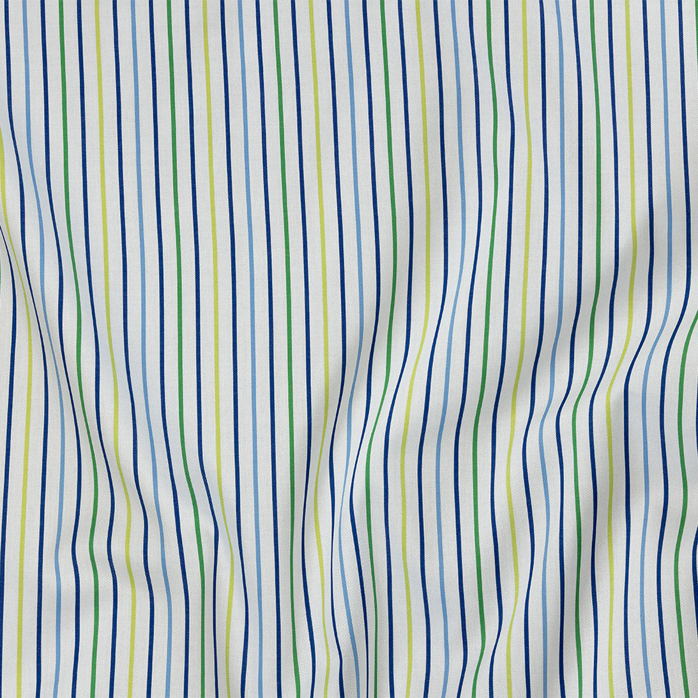 Premium Gradient Green and Blue Pencil Stripes Twill Cotton Shirting - Joann Fabrics