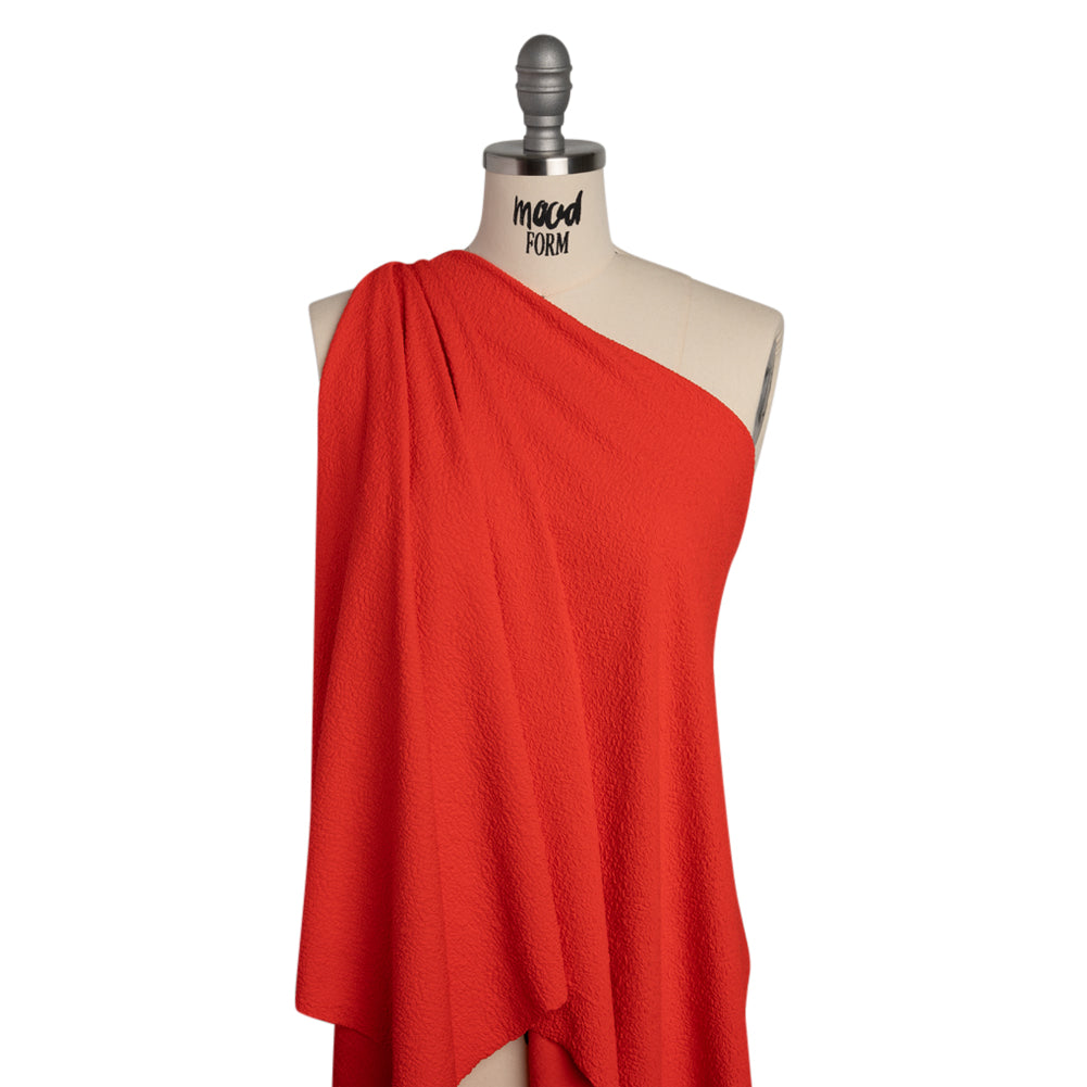 Textured Stretch Polyester Double Knit by Mara Hoffman - Bright Coral Crinkles - Designer Deadstock - Joann Fabrics
