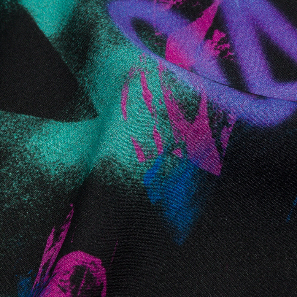 Sustainable Viscose Crepe Print - Black, Turquoise and Green Graffiti - Mood Exclusive Basquiat Beat - Joann Fabrics