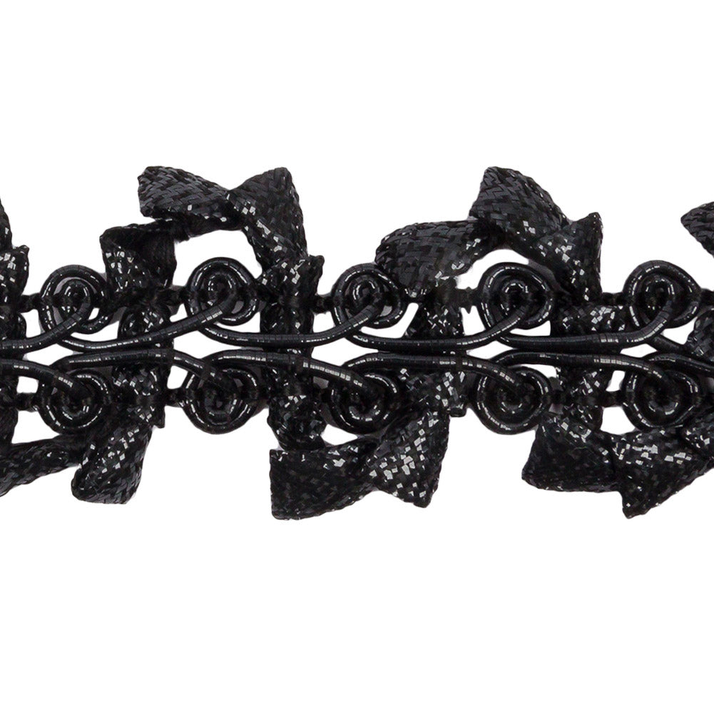 Famous NYC Designer Metallic Black Abstract Gimp Braided Trim - 1.5