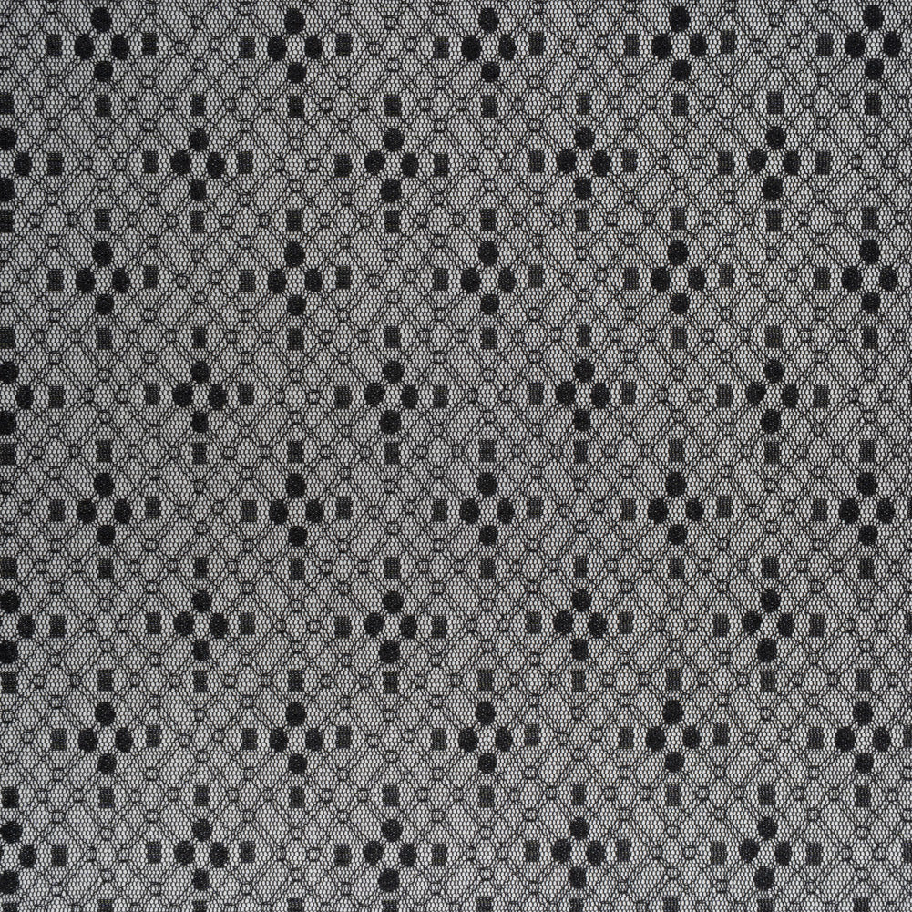 Nylon Raschel Mesh Lace - Black Latticework and Dots - Joann Fabrics