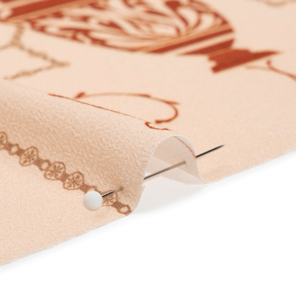 Sustainable Viscose Crepe Print - Beige and Dark Red Flower Vases - Mood Exclusive Persephone's Treasures - Joann Fabrics