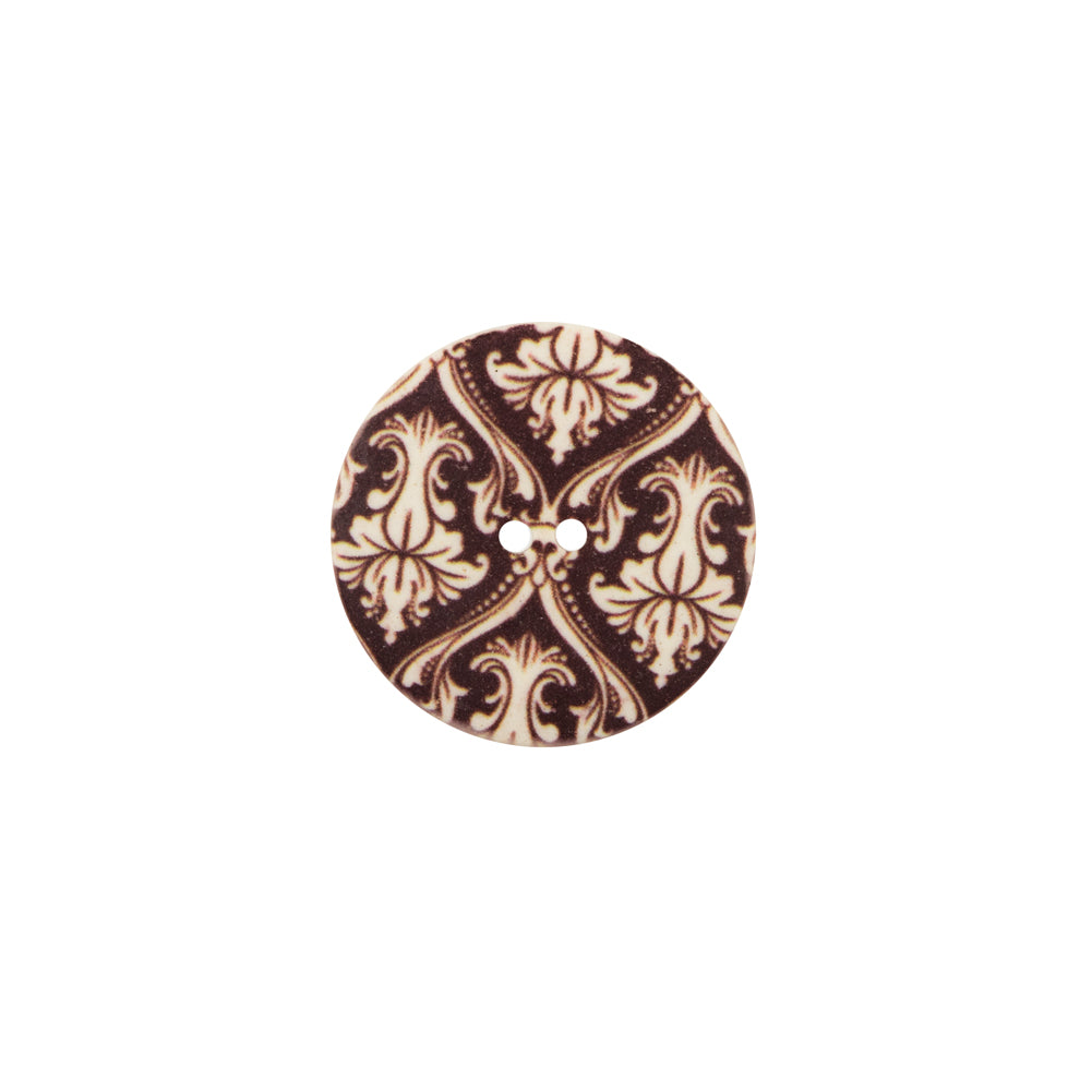 Italian Carafe Brown Damask Printed Button - 24L/15mm - Joann Fabrics