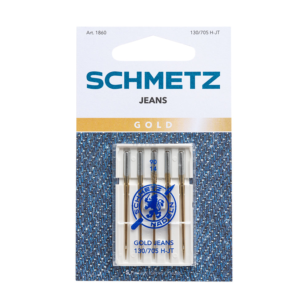 Schmetz Gold Plated Denim/Jeans Machine Needles - 90/14 - 5 ct - Joann Fabrics