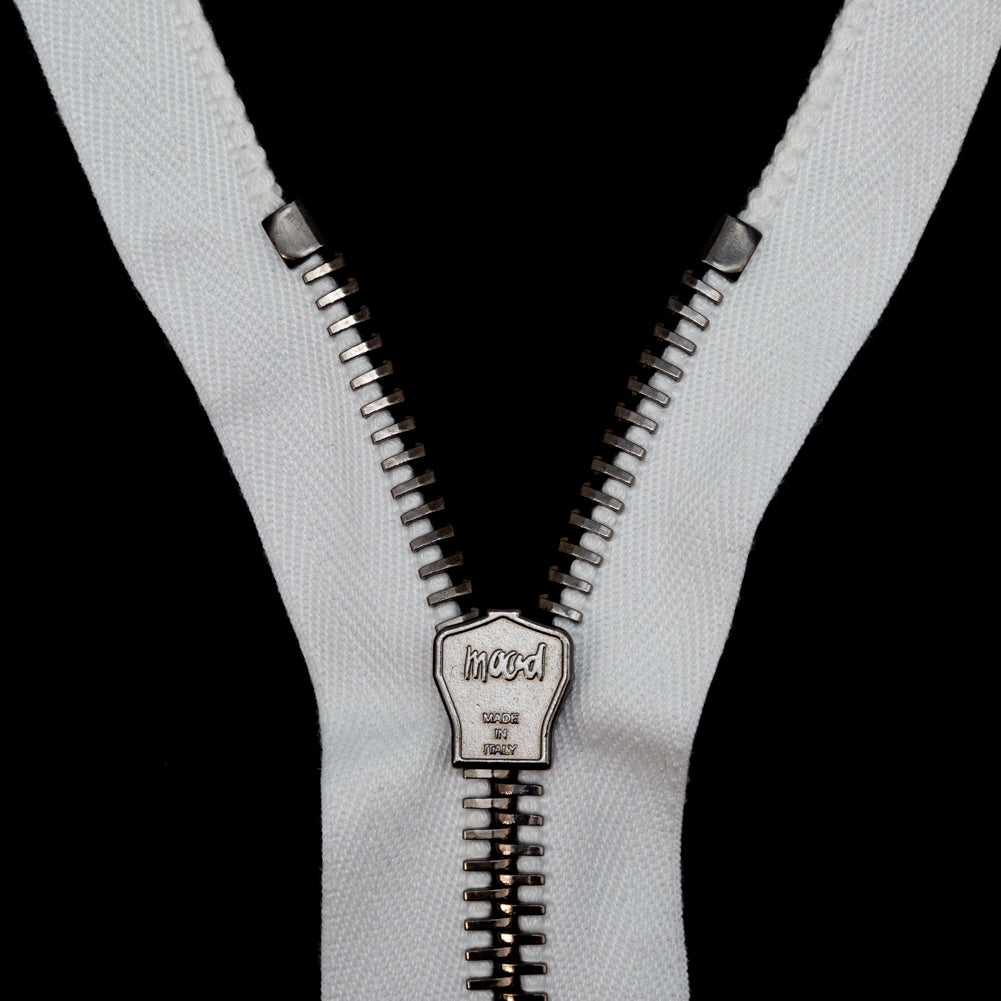Mood Exclusive Italian Off-White and Gunmetal T8 Closed End Metal Zipper - 9