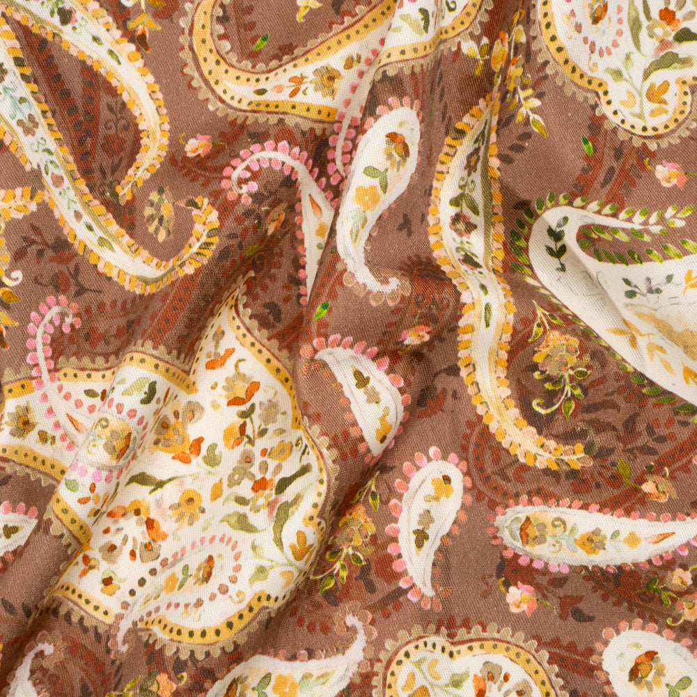 Stretch Cotton Twill Print - Rust Red and Brown Paisley - Mood Exclusive Paisley Garden - Joann Fabrics