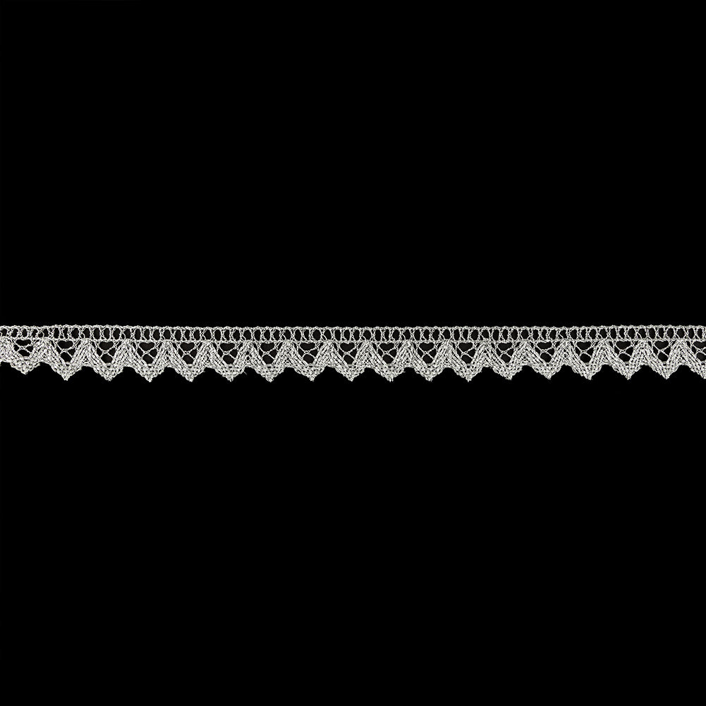 Silver Lurex Geometric Scalloped Lace Trimming - 0.625