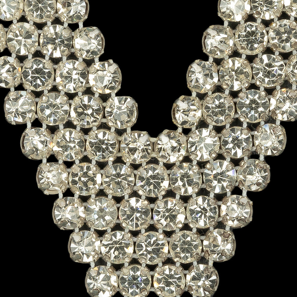Vintage Crystal Rhinestone Pointed Collar Applique - 13.25