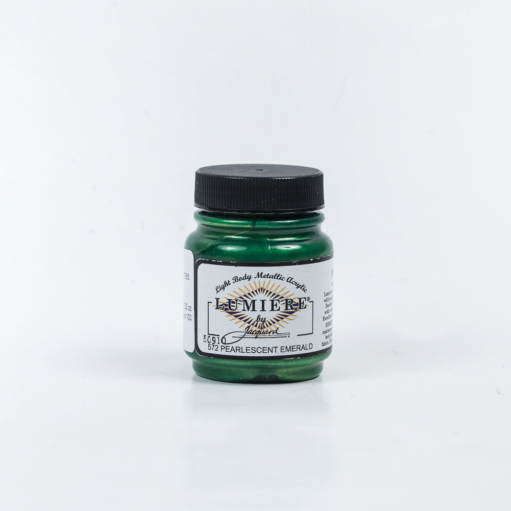 Jacquard Lumiere Textile Paint - 572 Pearlescent Emerald - Light Body Metallic Acrylic - Joann Fabrics