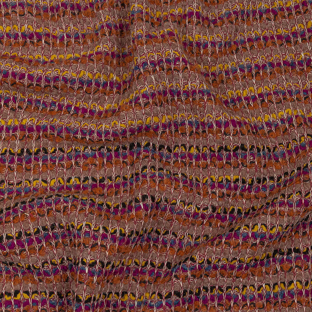 Red Violet, Stucco and Burnt Orange Striped Boucle Wool Sweater Knit - Joann Fabrics