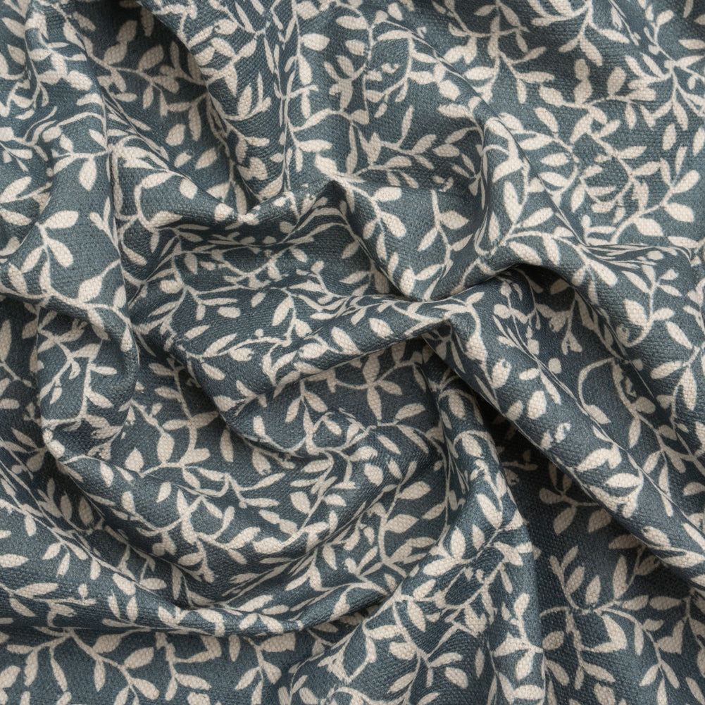 Brushed Cotton and Linen Canvas - Indigo Little Vines - British Imported - Joann Fabrics