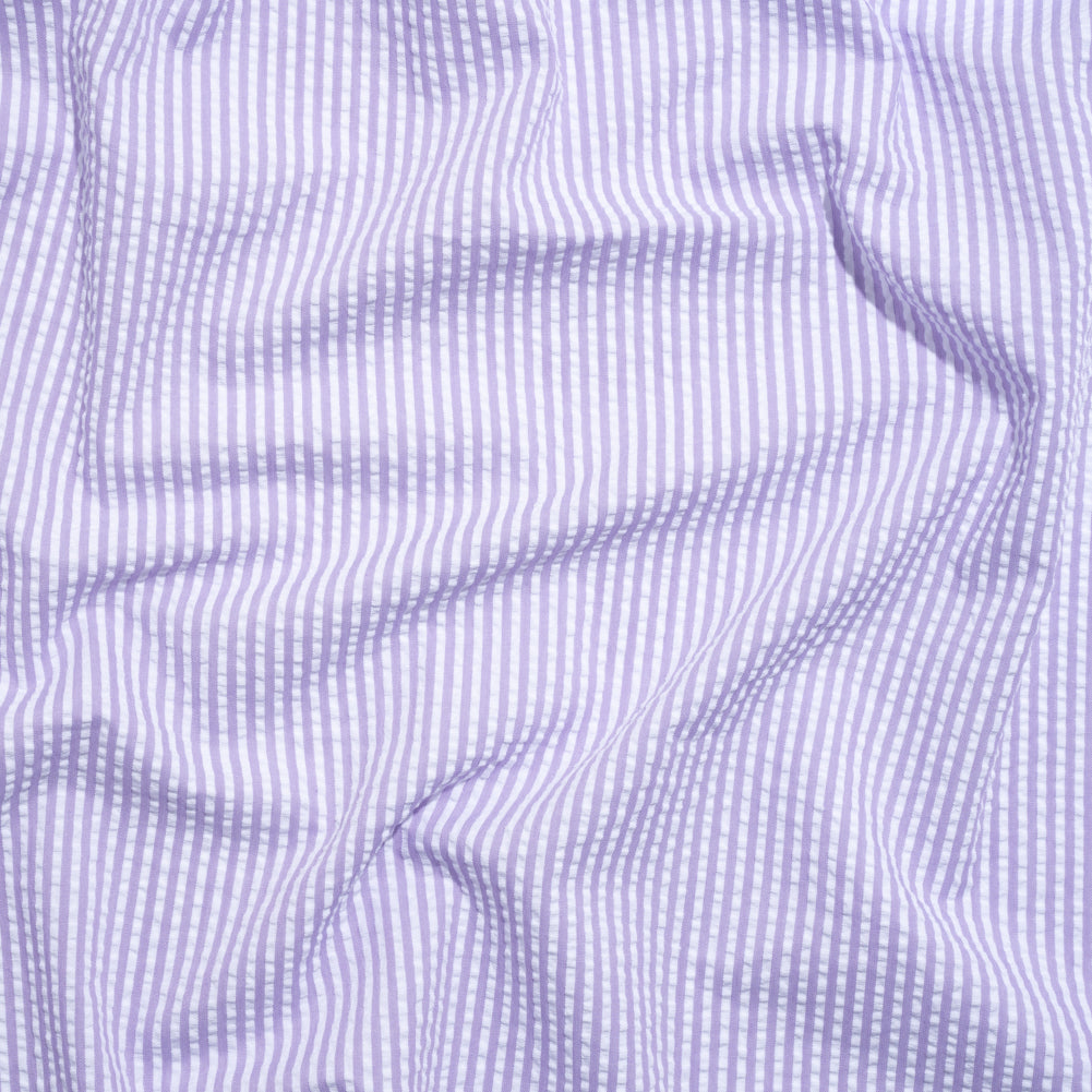 Polyester and Cotton Seersucker - Purple and White Candy Stripes - Wylie Collection - Joann Fabrics