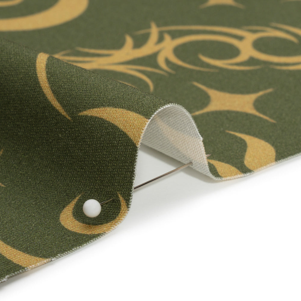 Stretch Cotton Twill Print - Green Classic Tattoo Motifs - Mood Exclusive Totally Starstruck - Joann Fabrics