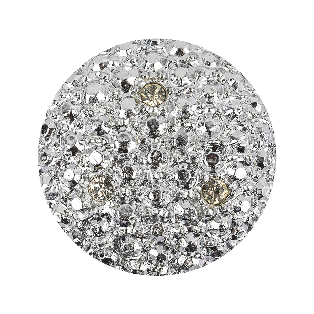 Vintage Swarovski Shiny Silver Hammered Metal Shank Back Button with Rhinestone Trio - 48L/30.5mm - Joann Fabrics