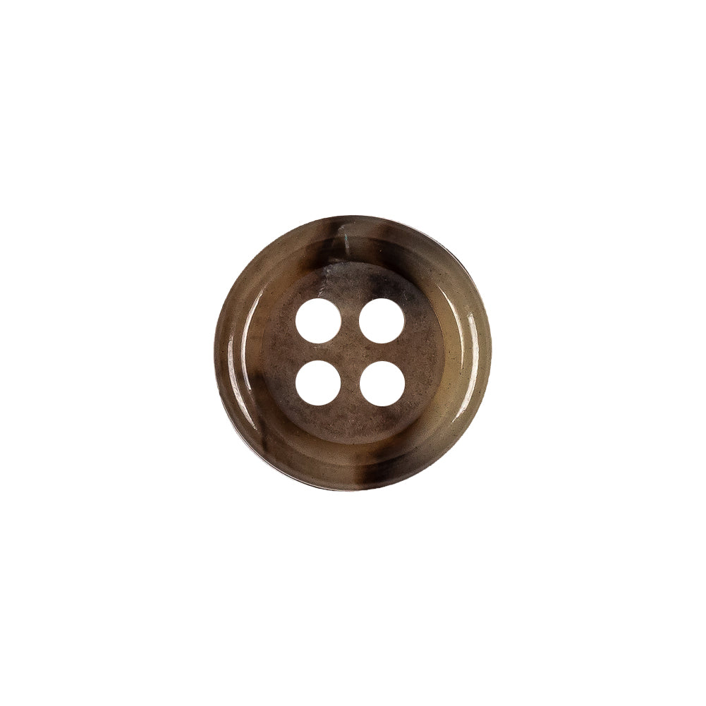 Tan and Brown Mottled Semitransparent 4-Hole Rolled Rim Plastic Button - 24L/15mm - Joann Fabrics