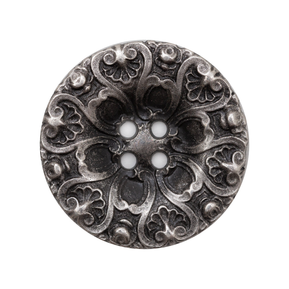 Italian Antique Silver Ornate Metal Zamac Button - 44L/28mm - Joann Fabrics