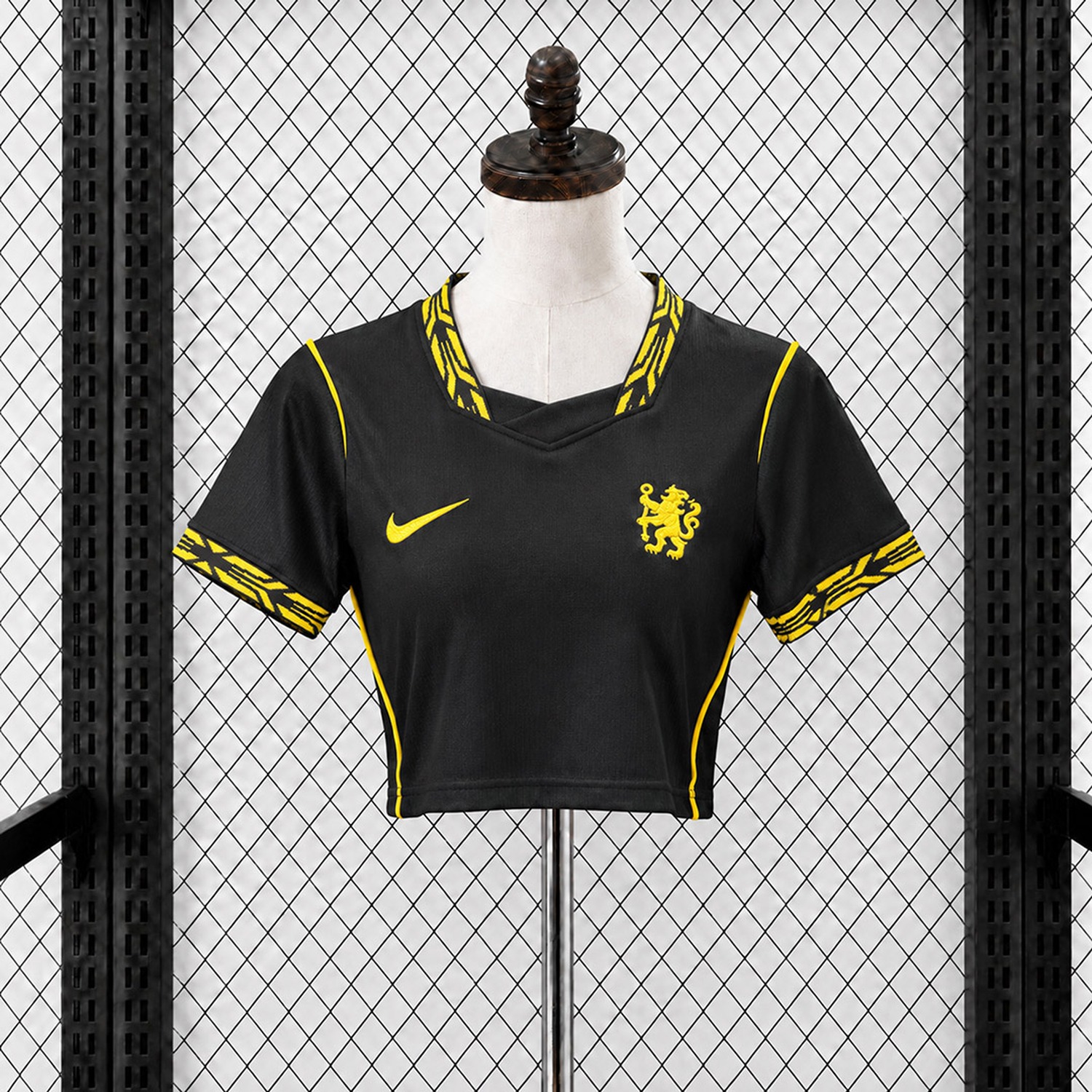 Women's C.H.E.L.S.E.A 26-27 Away Black Yellow Cropped Jersey - Fans Version - UnitedFutballJersey