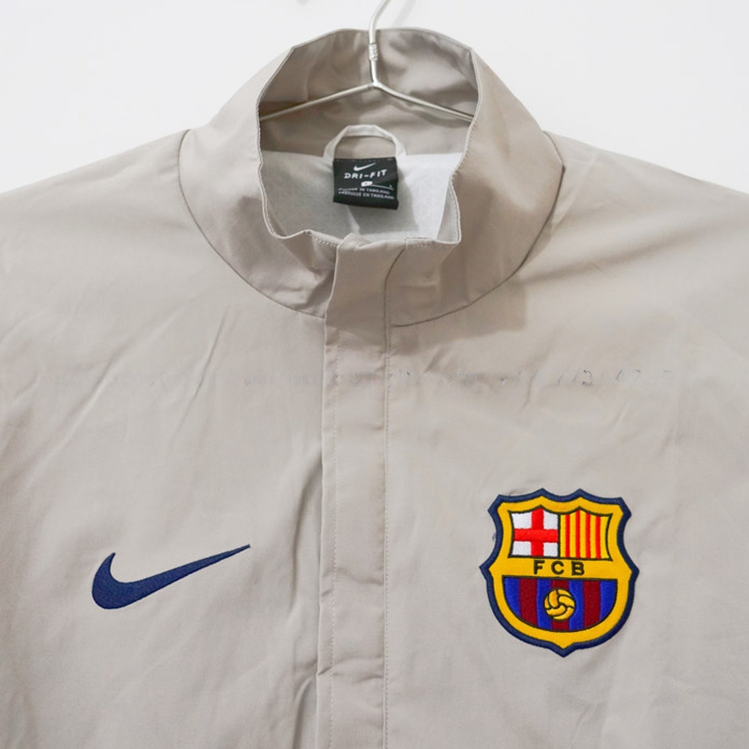 Retro Barcelona 2003-04 Windbreaker Jacket - Grey With Blue - UnitedFutballJersey