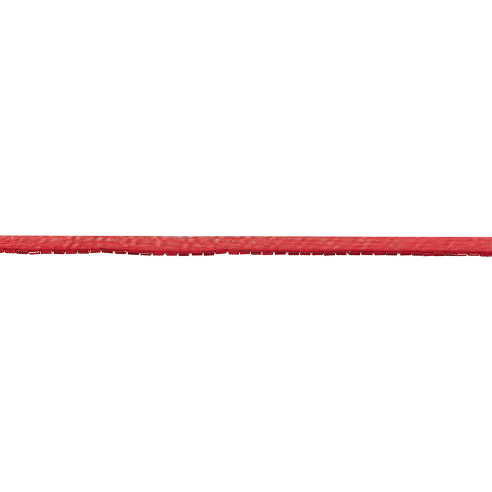 Vintage Red Bugle Beads on Red Trimming - 0.375