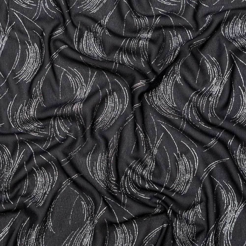 Black Polyester Georgette with Waves of Glitter - Joann Fabrics