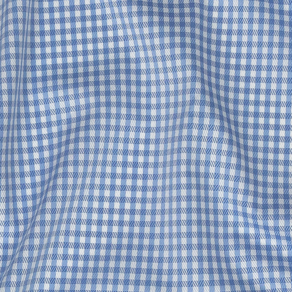Premium Light Blue and White Checkered and Herringbone Cotton Dobby Shirting - Joann Fabrics