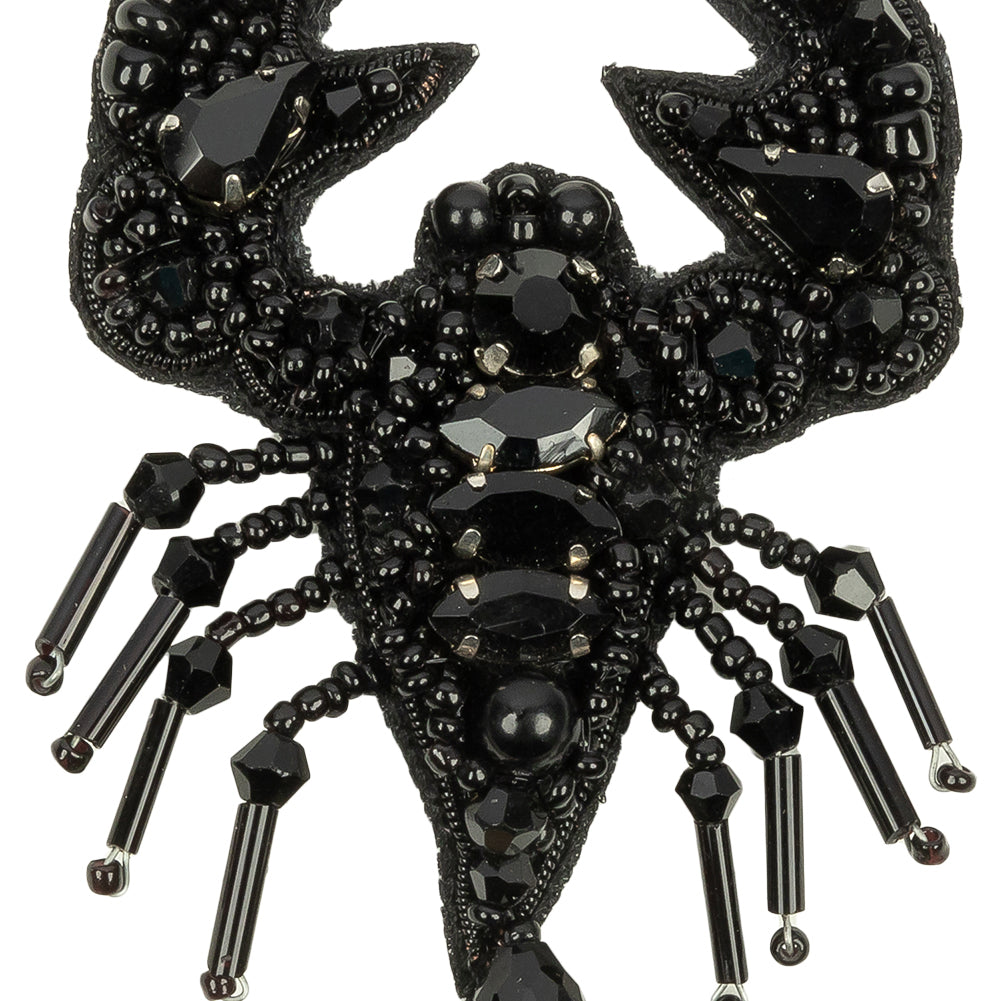 Black Scorpion Rhinestones and Glass Beaded Applique - 2.75