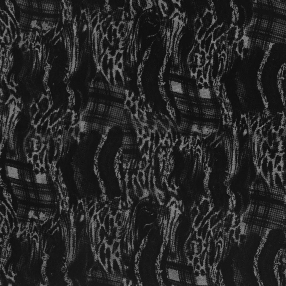 Black Mesh Flocked with a Plaid and Animal Patterened Short-Piled Velvet - Joann Fabrics