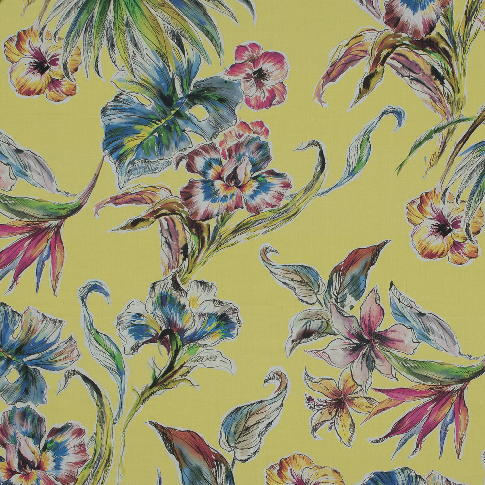 Cotton Poplin - Vibrant Yellow Floral - Creativite Epanouie Print - Mood Exclusive Avenable Collection - Joann Fabrics