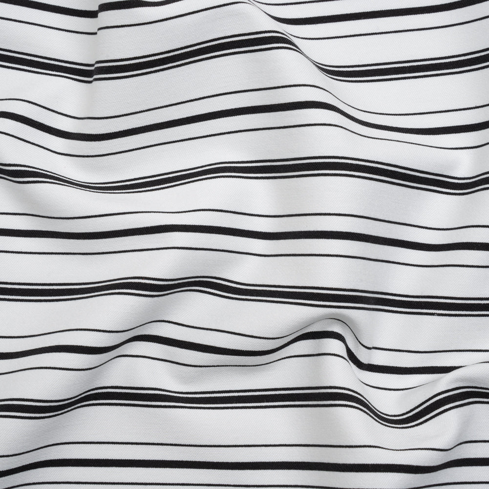 Stretch Rayon and Nylon Twill - Black and White Railroaded Stripes - Deadstock - Joann Fabrics