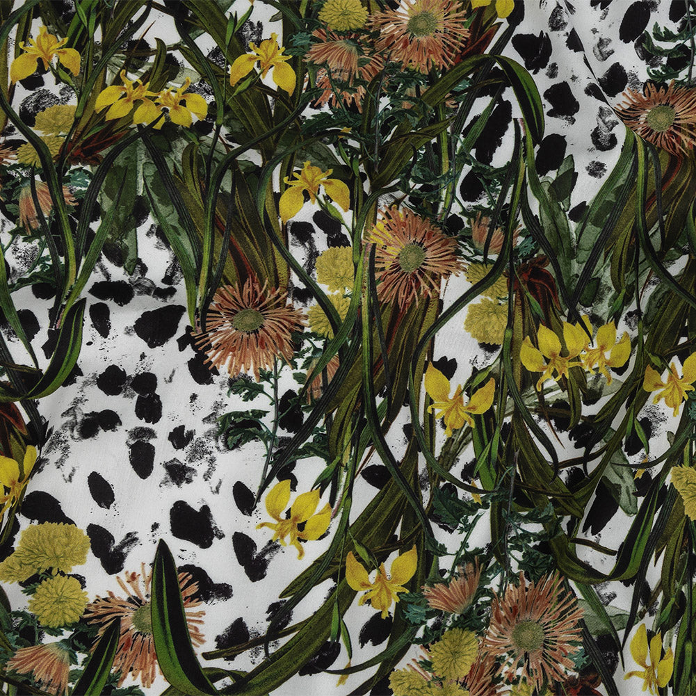 Mercerized Organic Egyptian Cotton Shirting - Spotted Iris and Chrysanthemums - Ravello Collection - Joann Fabrics