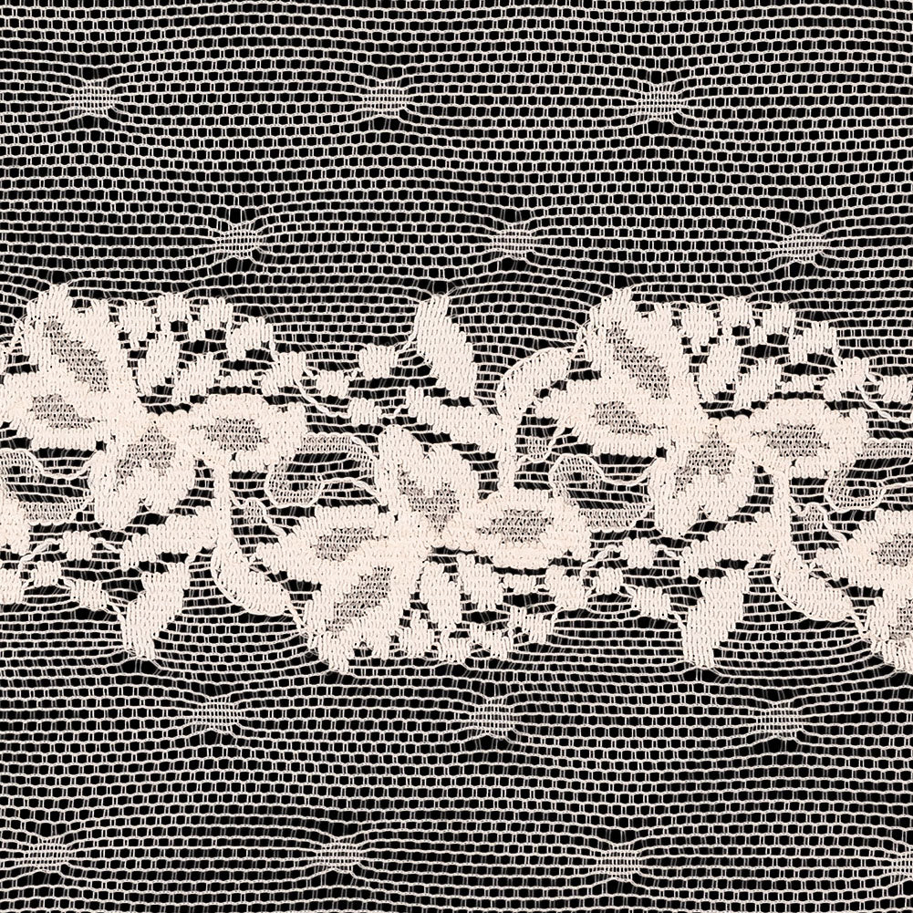 Pale Pink Floral and Polka Dots Lace Trim - 7.625