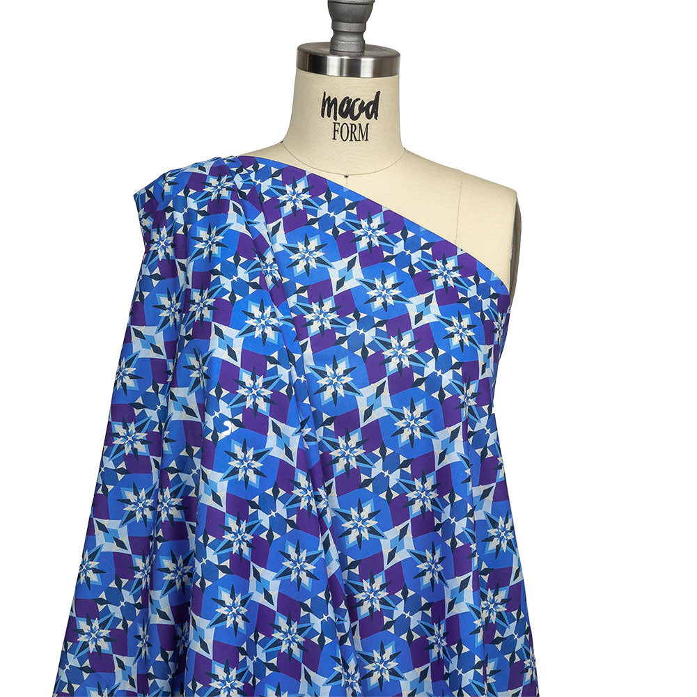 Cotton Voile - Blue and Purple Geometric - Crystalline Culture Print - Mood Exclusive Indigo Collection - Joann Fabrics