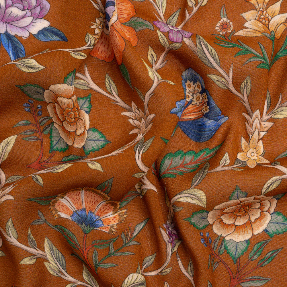 Mood Exclusive Brown Musee des Fleurs Viscose Georgette - Joann Fabrics