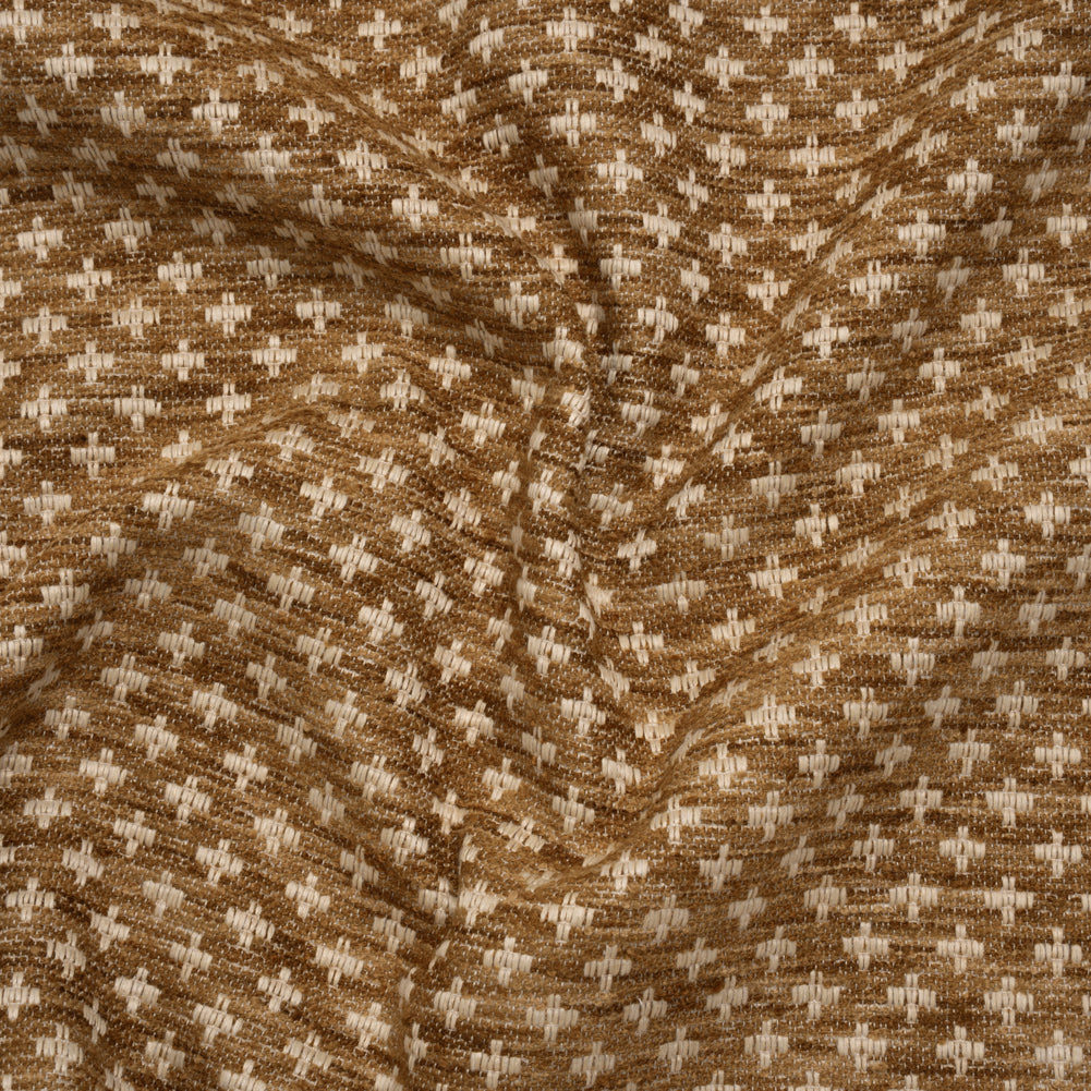 Polyester Boucle Home Decor Jacquard - Caramel Plus Signs - British Imported - Joann Fabrics
