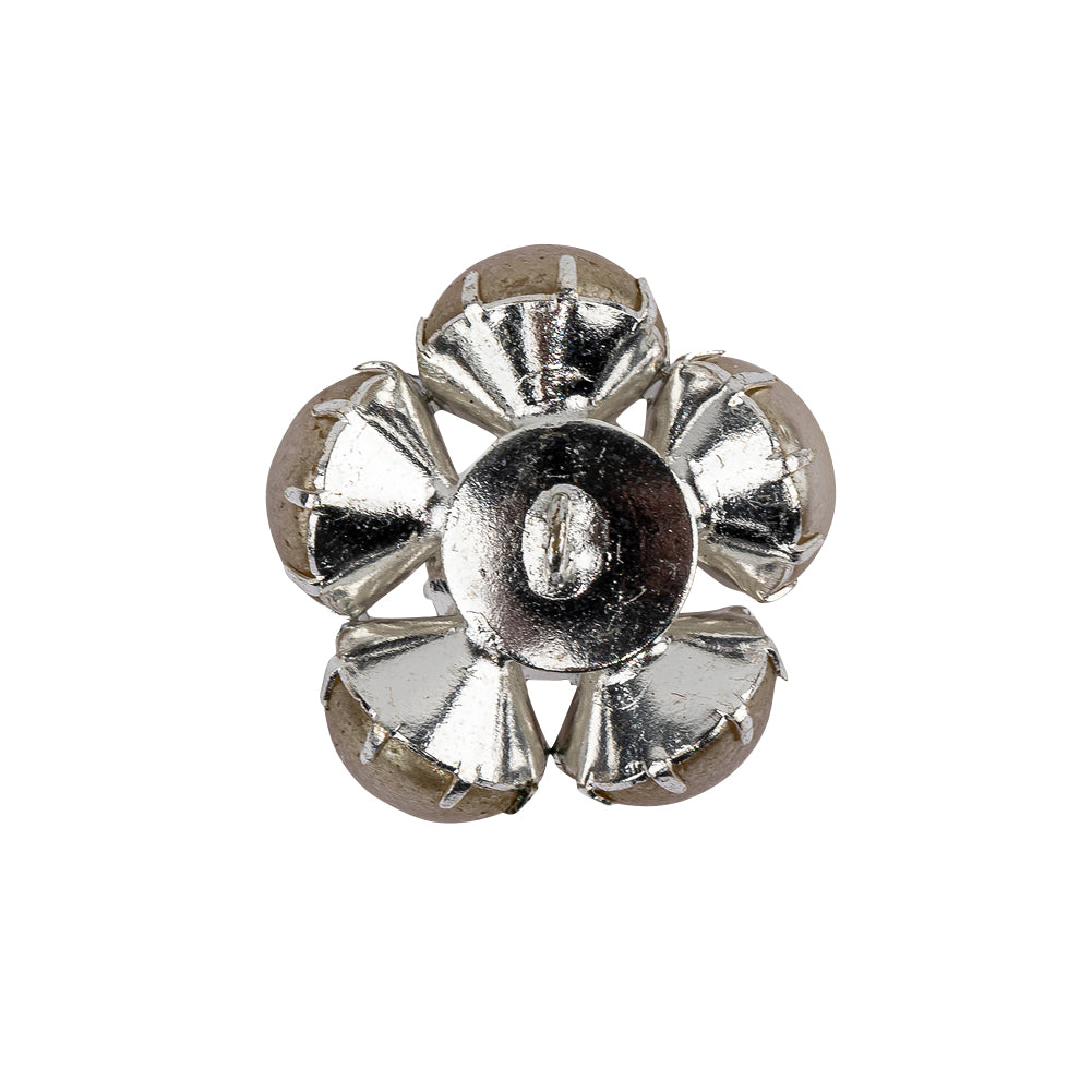 Vintage Swarovski Pearl and Silver Metal Floral Shank Back Button - 38L/24mm - Joann Fabrics
