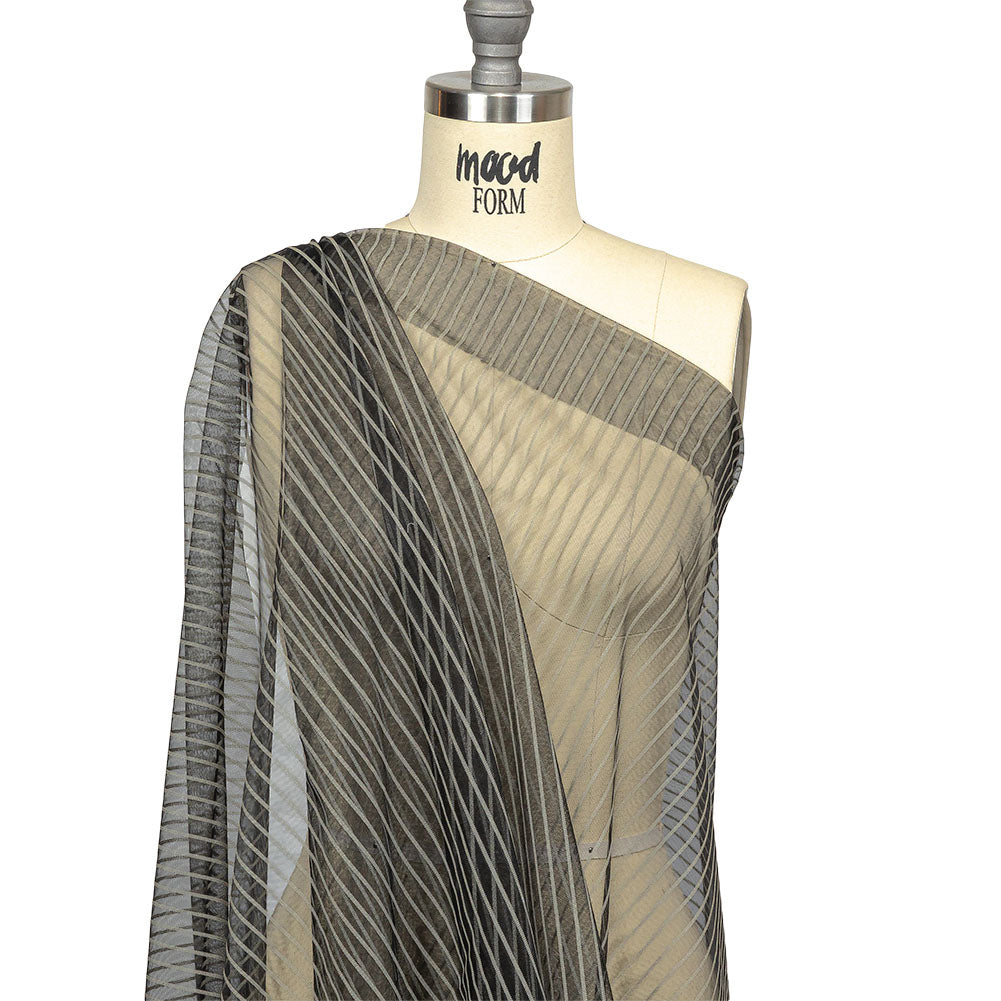 Embroidery Striped Tulle - Black and Gray - Elsinore Collection - Joann Fabrics