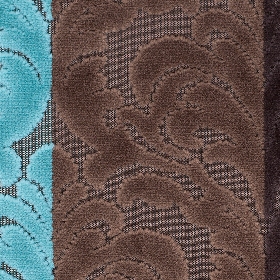 Browns and Aqua Striped/Floral Cut Velvet - Joann Fabrics