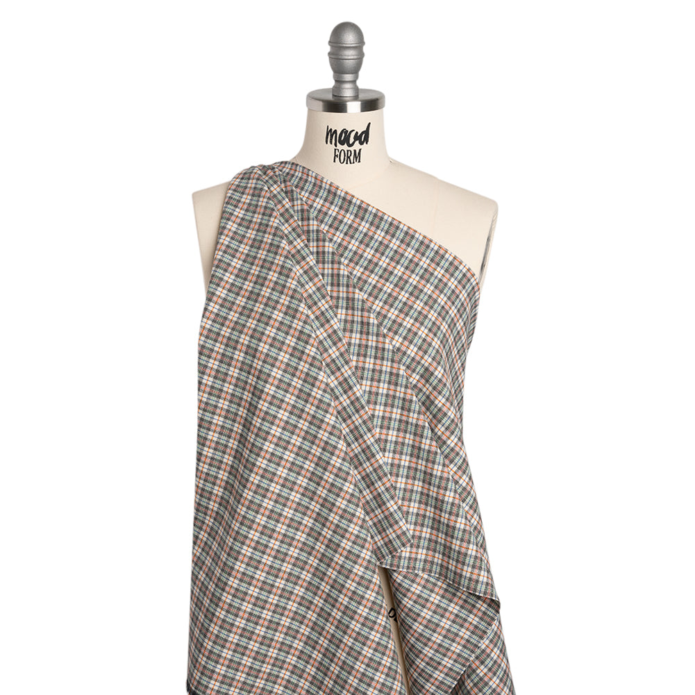Stretch Cotton Twill - Charcoal, Cream, and Multicolor Plaid - Deadstock - Joann Fabrics