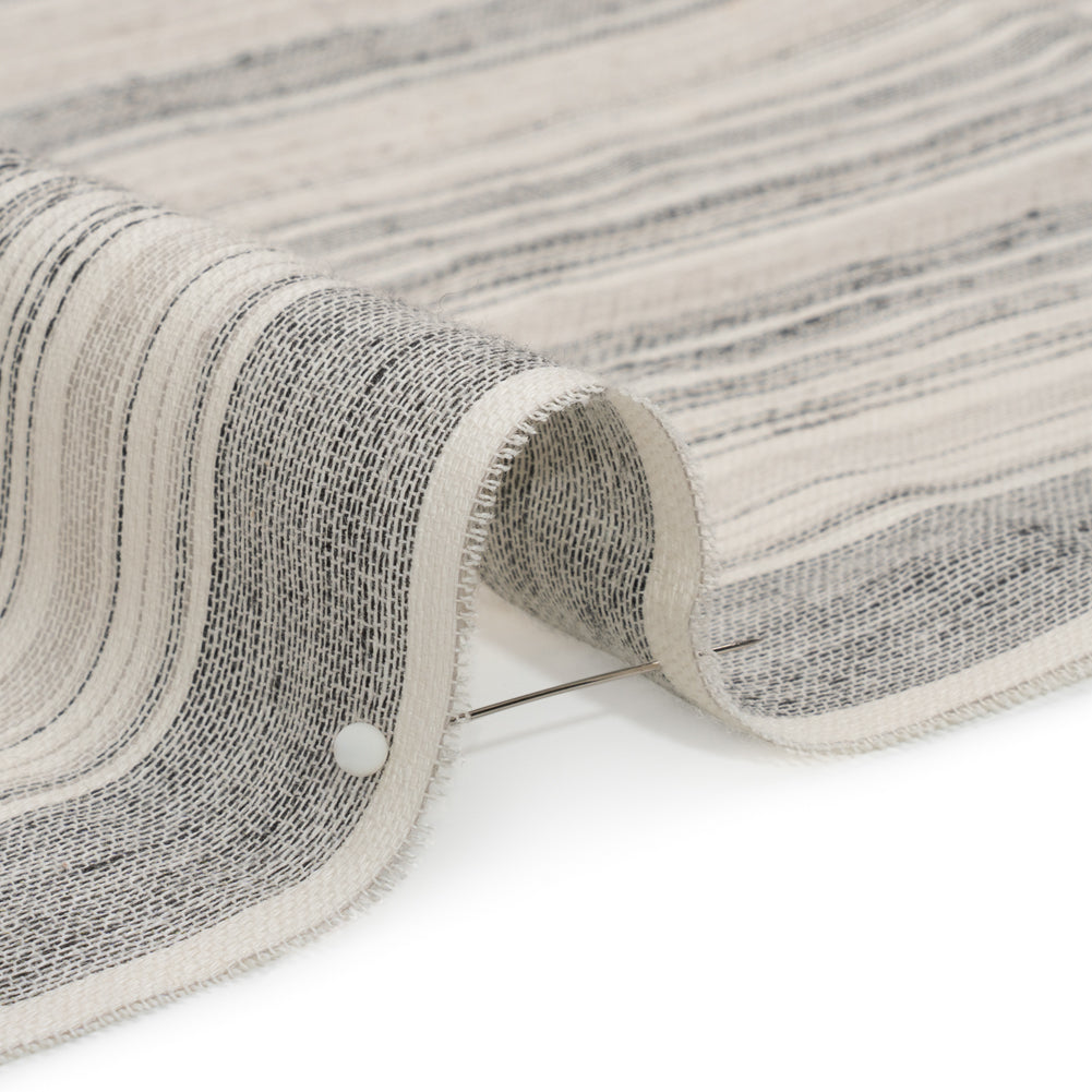 Famous Australian Designer White and Gray Barcode Stripe Linen and Cotton Woven - Joann Fabrics