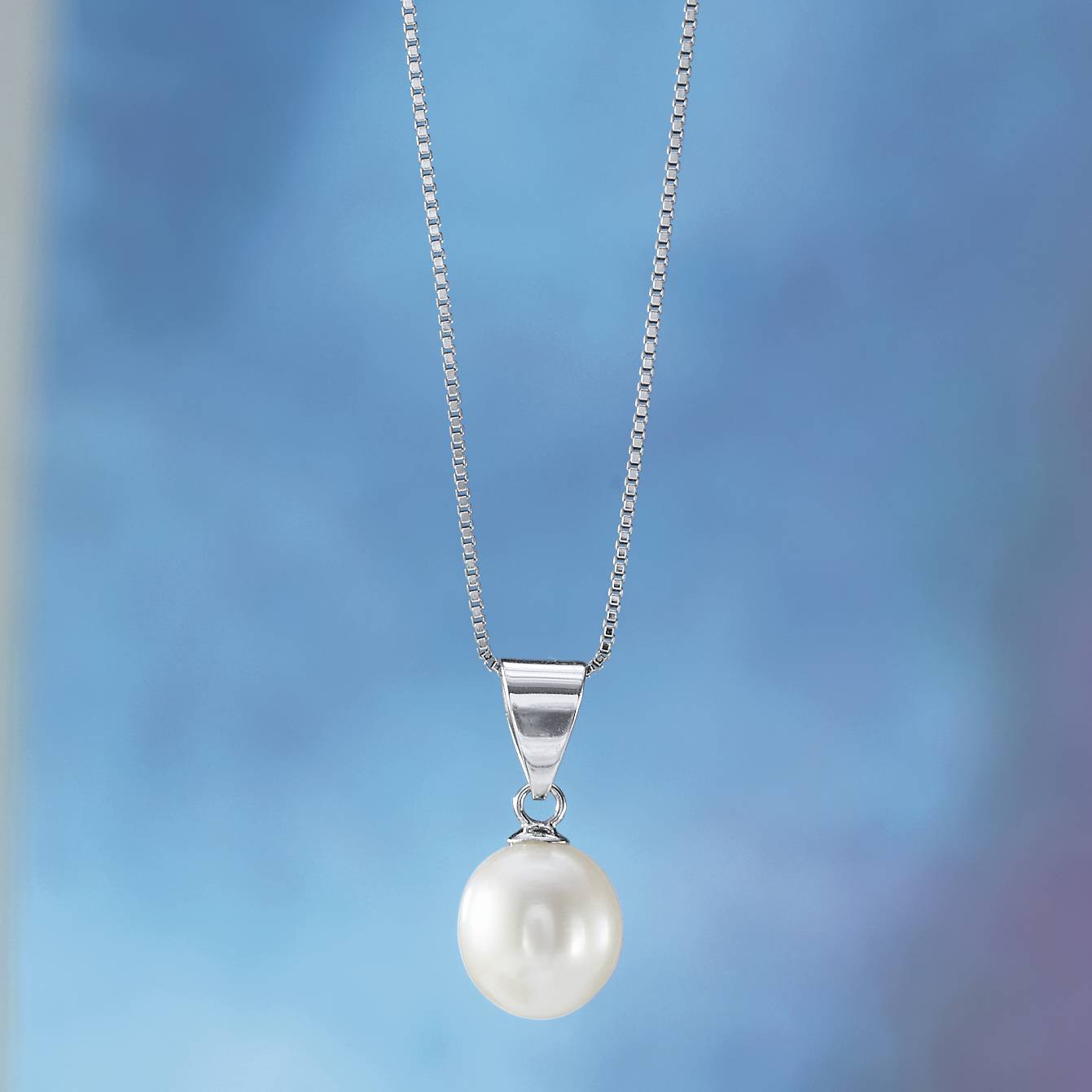 Lustrous Freshwater Pearl Necklace, Sterling Silver Chain, Gift Boxed - Northstyle Catalog