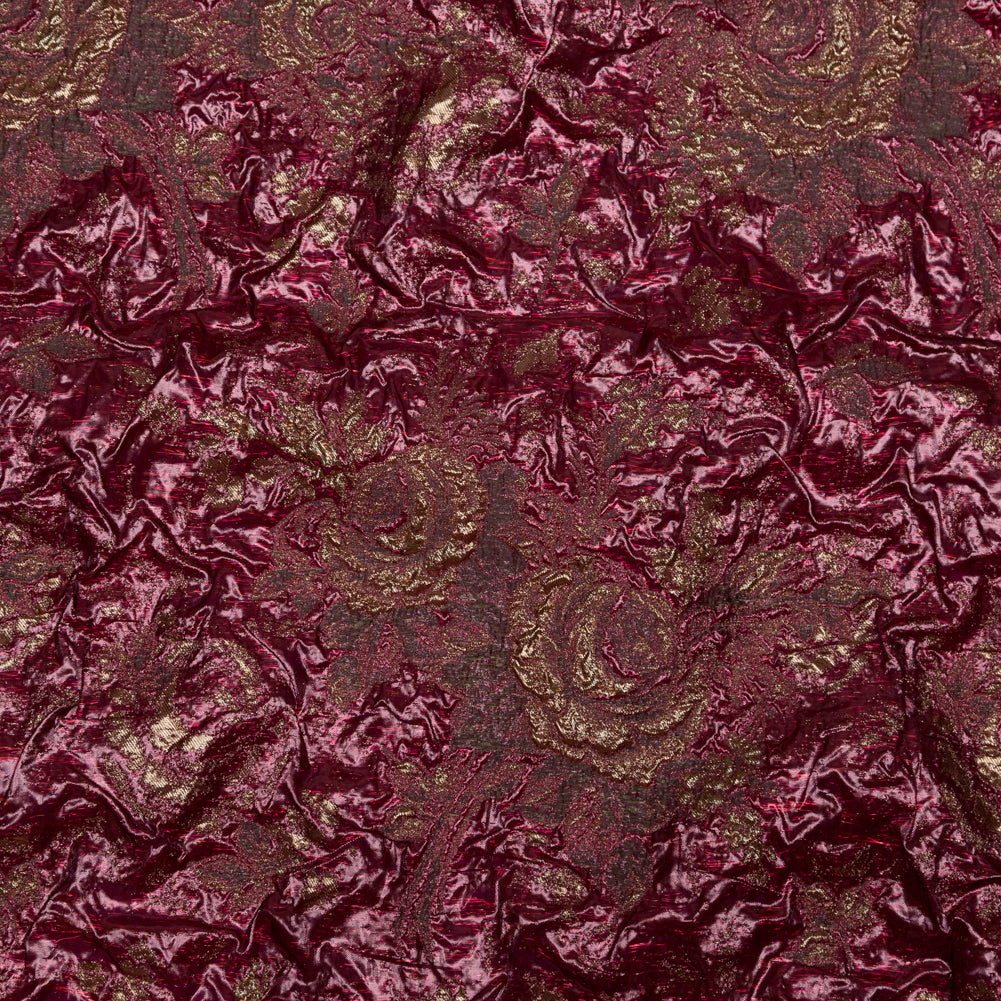 Metallic Raspberry Radiance and Bright Gold Floral Luxury Double Layer Organza Brocade - Joann Fabrics