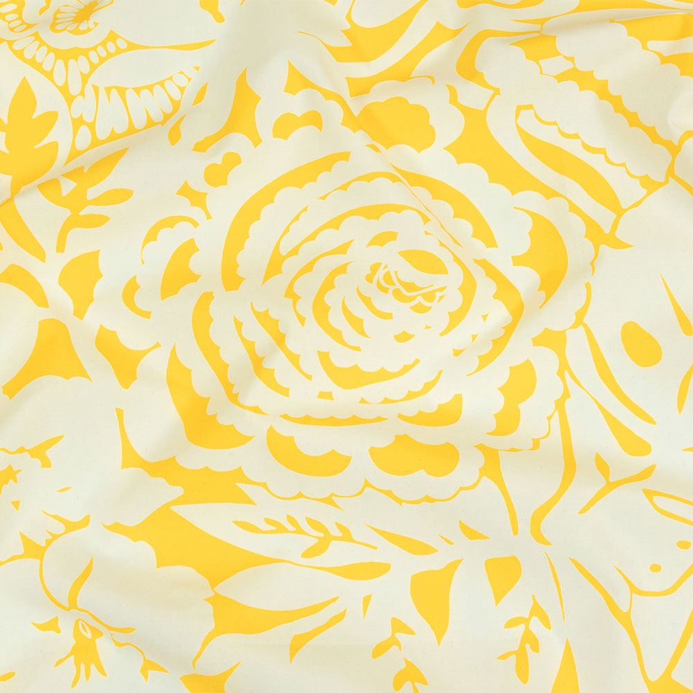 Cotton Poplin - Yellow Floral - Implicacion de la Sinceridad Print - Mood Exclusive Avenable Collection - Joann Fabrics