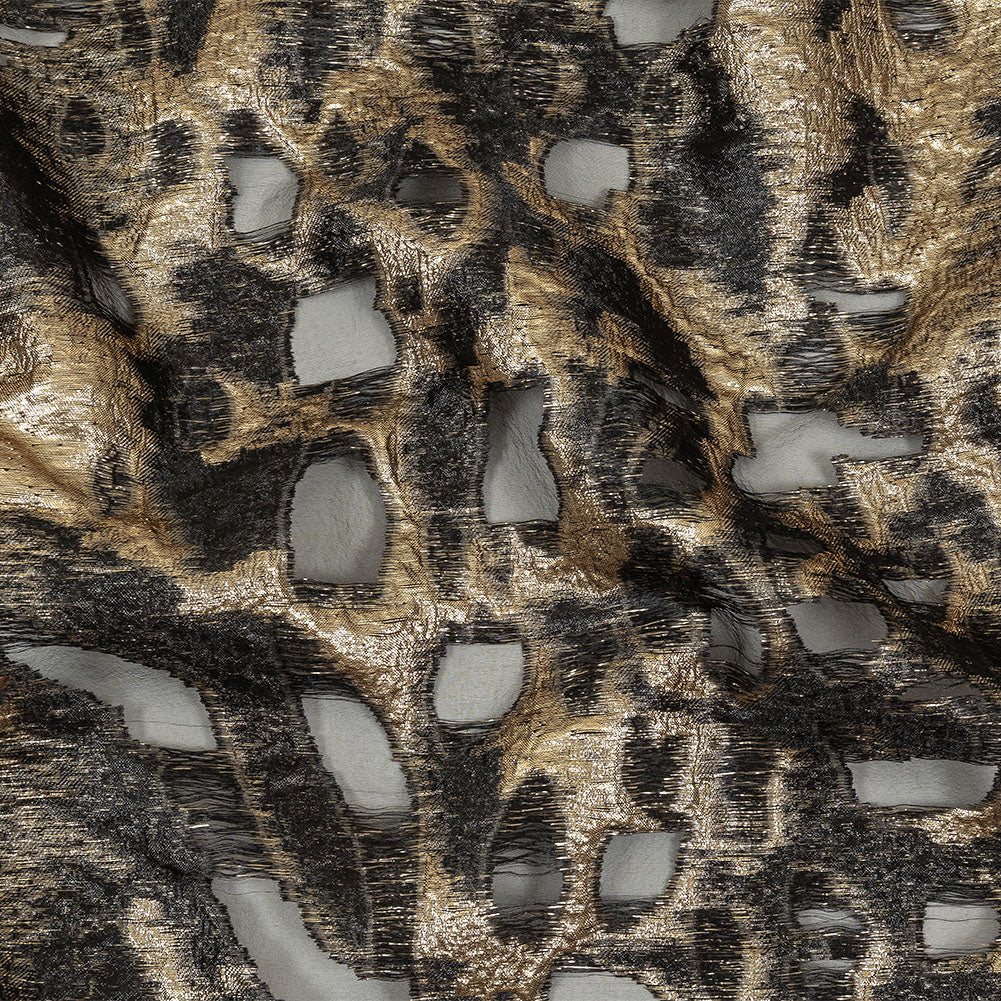 Metallic Gold and Black Abstract Luxury Burnout Brocade - Joann Fabrics
