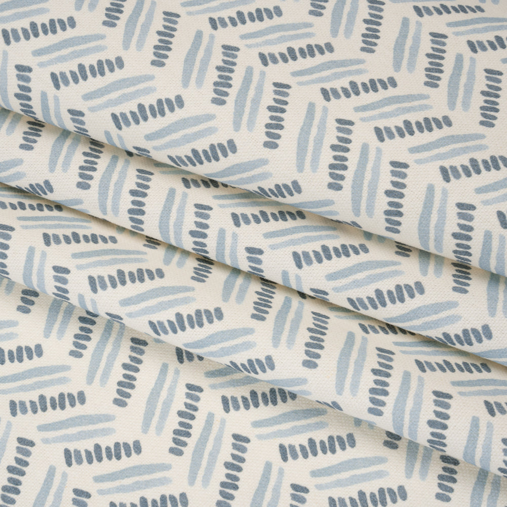 Cotton and Linen Canvas Print - Indigo Watercolor Herringbone Chevron - British Imported - Joann Fabrics