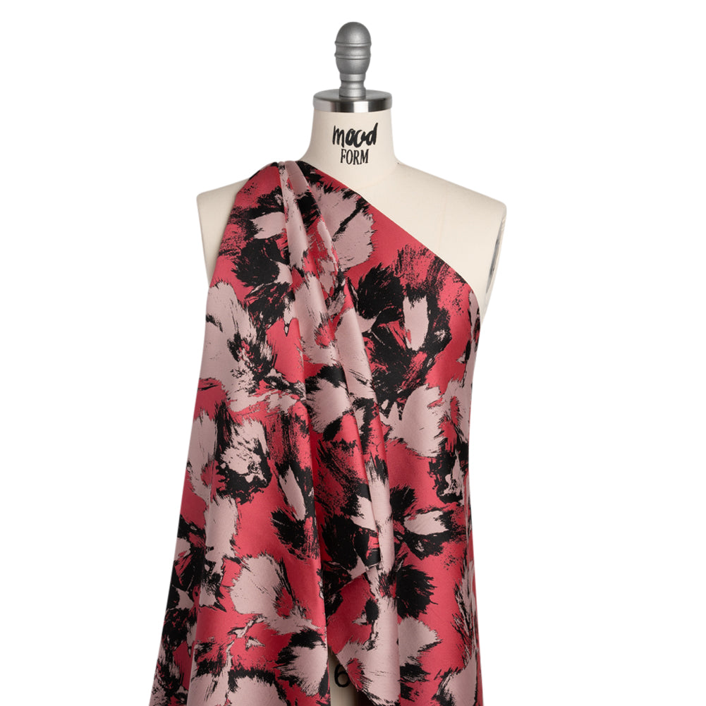 Luxury Polyester Brocade - Pale Pink, Coral and Black Abstract Brushstrokes - Joann Fabrics