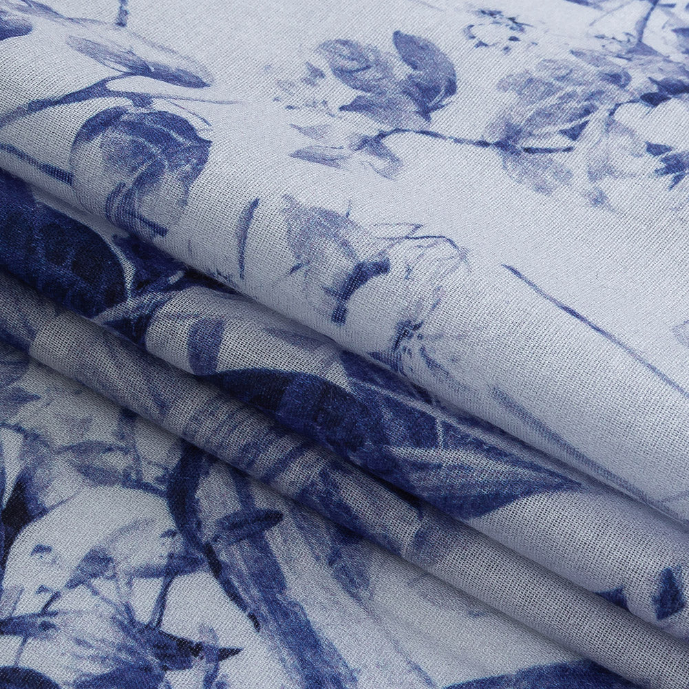 Mercerized Organic Egyptian Cotton Voile - Galaxy Blue and White Tropical Oasis - Toulouse Collection - Joann Fabrics