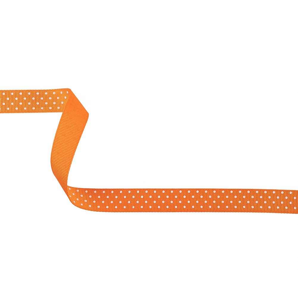 Carrot and White Polka Dots Grosgrain Ribbon - 0.625