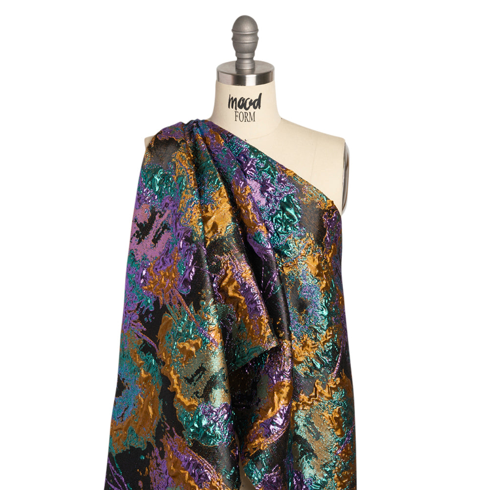 Metallic Purple, Mustard and Blue Green Garden of Abstraction Luxury Brocade - Joann Fabrics