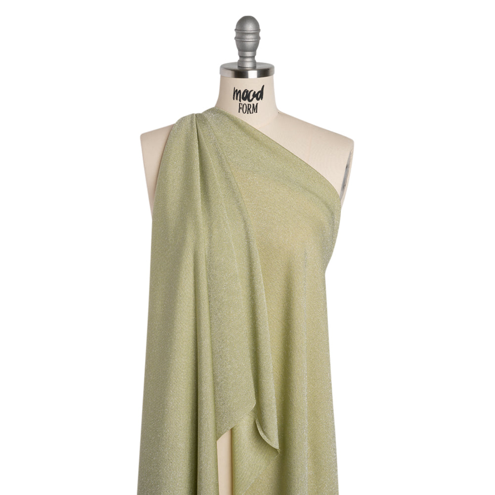 Metallic Stretch Rayon Jersey - Jade Green and Silver - Designer Deadstock - Joann Fabrics